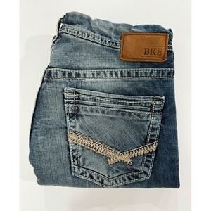 BKE Denim Carter Jeans Mens 34L Straight Leg Blue Wash M110